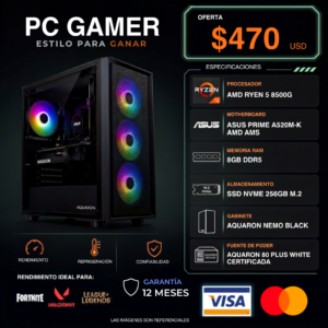 RYZEN 5 8500G PC Gamer | AMD Ryzen 5 8500G / 8GB DDR5 / SSD 256GB NVMe