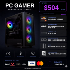RYZEN 5 8600G PC Gamer Ryzen 5 8600G | 8GB DDR5 | SSD 256GB