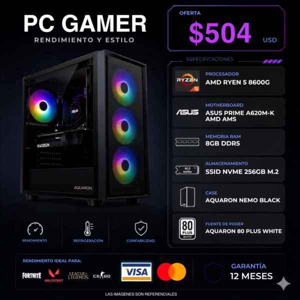 PC Gamer Ryzen 5 8600G | 8GB DDR5 | SSD 256GB