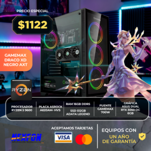 Sin título (1080 x 1080 px) (1) PC Gamer Ryzen 5 9600 + ASUS Dual RTX 3050 OC 6GB | 16GB DDR5 | SSD 512GB