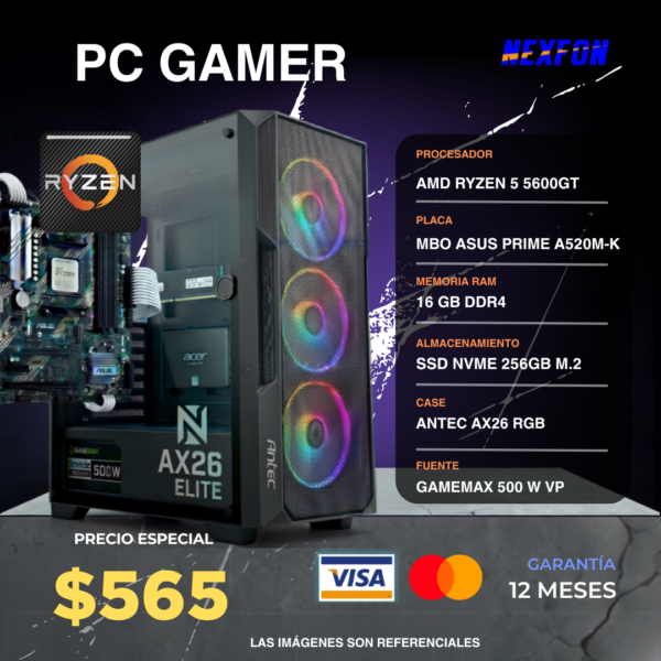PC Gamer Ryzen 5 5600GT | 16GB RAM DDR4 | SSD 256
