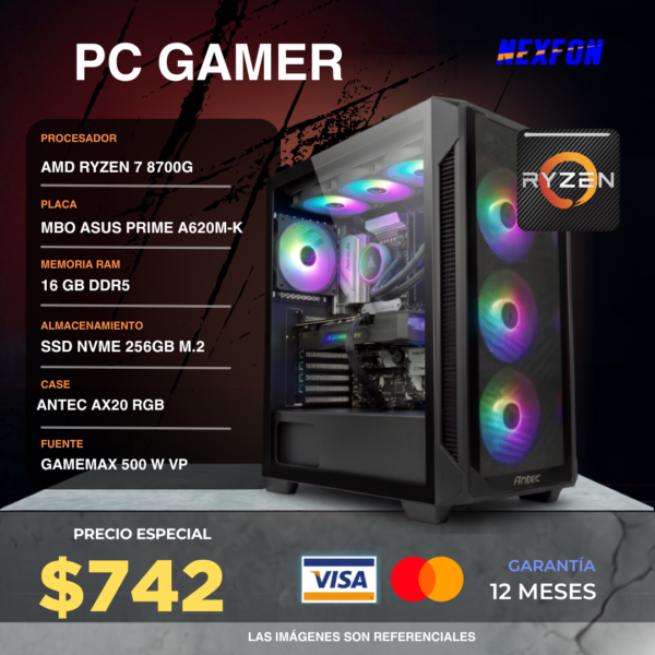 Sin título (1080 x 1080 px) PC Gamer AMD Ryzen 7 8700G | 16GB RAM DDR5 | SSD 256GB