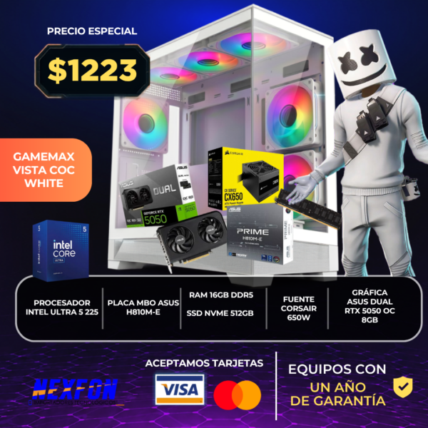 Sin título (1080 x 1080 px) PC Gamer Intel Core Ultra 5 225 + ASUS Dual RTX 5050 OC 8GB | 16GB DDR5 | SSD 512GB